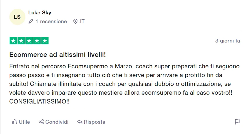 Recensione del percorso EcomSupremo